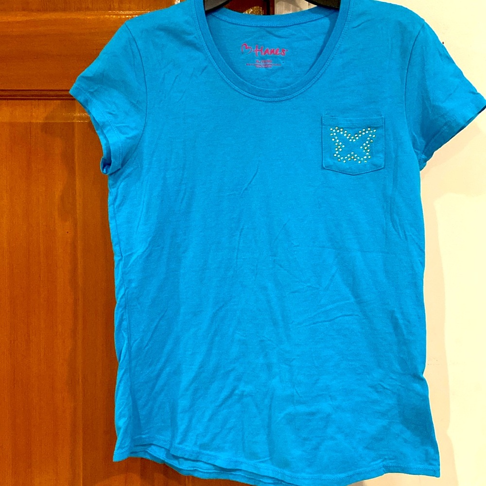 NWOT! Girls size XL, Hanes turquoise butterfly shirt!